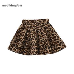 Faldas Mudkingdom Niñas Falda de leopardo Cintura elástica en capas para ropa de niños Diseño de moda de verano 2-6T