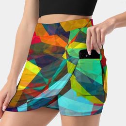 Faldas Patrón de rayas de acuarela multicolor Falda de mujer Y2K Ropa de verano 2023 Pantalón estilo Kpop con azulejos de mosaico de bolsillo