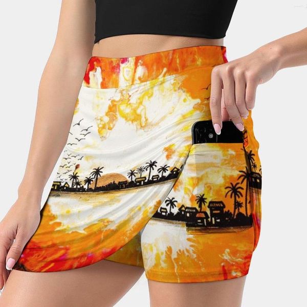 Jupes My Caribbean Aesthetic Series 05 Jupe femme Sport Skort avec poche Mode Style coréen 4XL Heather