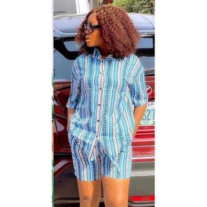 Jupes Nouveau Pantalon Ensemble Deux Pièces Femmes Survêtement Ensemble Dashiki Vêtements Africains Eté Automne Manches Courtes Top Shorts Ensemble Ensembles Assortis