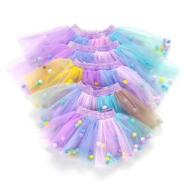 Faldas recién llegados baby multicolor tul tutu falda pom princess mini vestido en 2024 ropa para niños ropa de chicas y240522