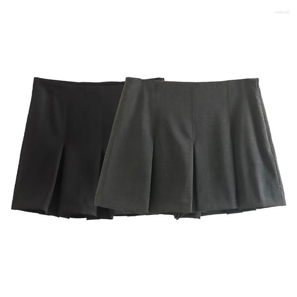 Jupes Norpojin noir gris plissé mini jupe pour femmes élégant taille haute Skort femme vêtements