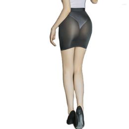 Rokken Oil Glanzende hoge taille Transparante kokerrok Seksuele fantasie Micro Mini Zie door pakket Hip Jupe Faldas Clubwear