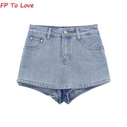 Jupes OOTD Denim Mini Shorts Jupes Basic Culotte Sexy Streetwear Femme Bleu Noir Qualité Été Printemps Bas 230516