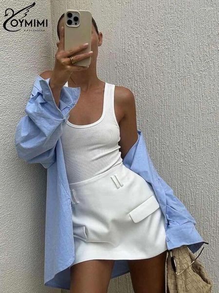 Faldas oymimi elegante blanco simple para mujeres moda hiah cintura de oficina recta dama primavera mini mujer