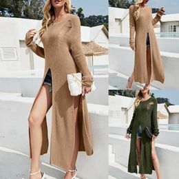 Jupes personnalité trou longue robe en tricot femmes mode Sexy fente robe d'été dames 2023 élégant couleur unie robes femme