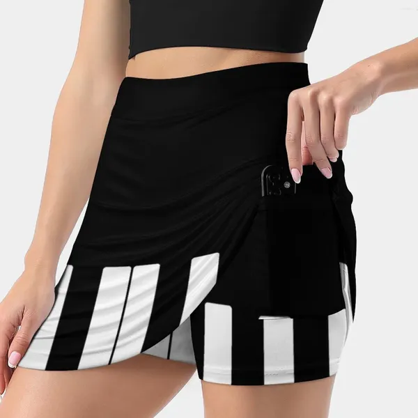 Faldas de la falda para mujeres de piano con bolsillo vintage imprimiendo una línea de ropa de ropa de verano teclado de teclado del teclado del teclado