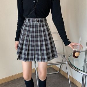 Rokken geruite rok geplooide mini Harajuku grunge winter herfst vrouwen gothic streetwear hoge taille mode kort 230504