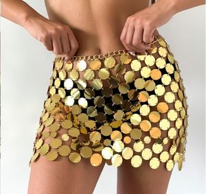 Jupes plastiques paillettes Net harnais taille chaîne robe Sexy été plage sous-vêtements ventre chaîne Bikini femmes bijoux 230209