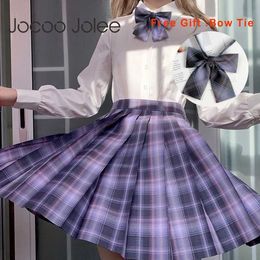 Jupes plissées Harajuku Preppy Style été femmes jupe Plaid Kawaii Y2K taille haute danse nœud jupe Mini mignon japonais uniformes scolaires