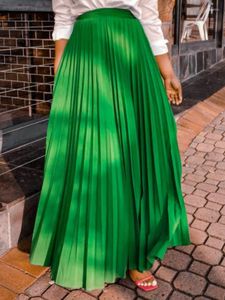 Jupes plissées longues pour femmes vert taille haute une ligne cheville-longueur casual travail quotidien célébrer retour événement Maxi jupe