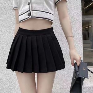 Faldas Minifalda Plisada Citas Salir Poliéster Rosa S-XL Color De Piel Blanco Negro Gris Claro Primavera Y Verano