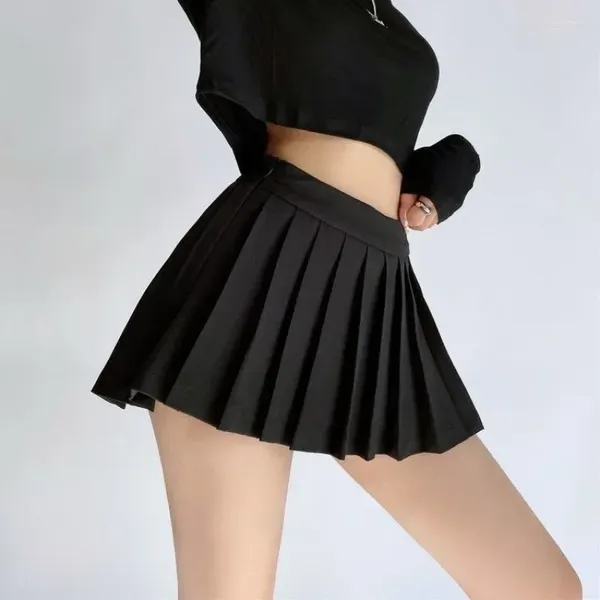 Faldas plisadas mini falda mujeres sexy cintura alta asimétrica delgada una línea micro con pantalones cortos ropa de calle coreana y2k s