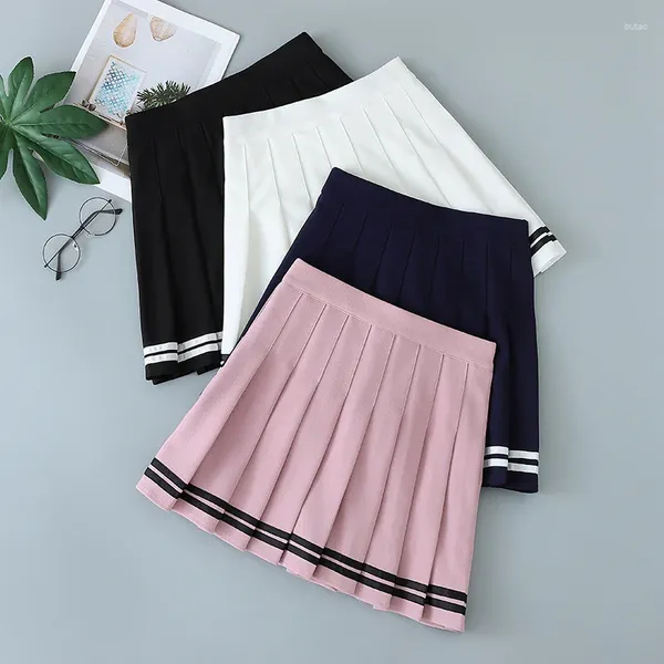 Jupes Jupe plissée Rose Falda Tableada Noir Mini Femme Mode Style coréen Dark Academia Vêtements School Girl Uniforme Saias