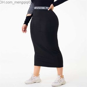 Jupes grande taille jupe femmes jupe extensible solide mince crayon jupes pour femmes femme tricot grande taille jupes Z230704