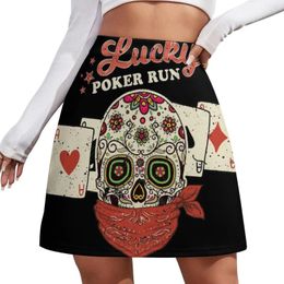 Skirts Poker Run - Sugar Skull Bandanna -kaarten Mini Rok Sexy Short Dames Summer