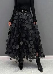Rokken polka dot dames rok zwart 2024 lente zomer Koreaanse mode trend patchwork mesh streetwear jurk largas