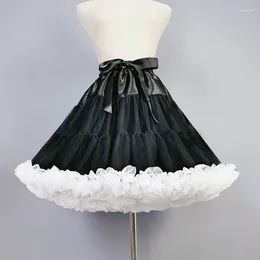 Faldas hinchadas de tul falda negra suave suave lolita caldicoat faldas tutu nube crinoline ballet ballet baile Pettiskirts 40 cm