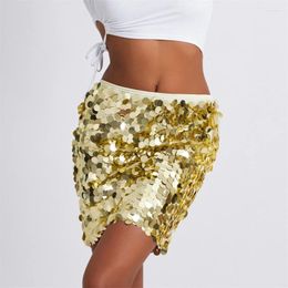 Rokken puloru dames pailletten mini rok hoge taille glinsterende glitter buik dans short clubwear festival costume street wrap