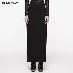 Jupes punk rave rave féminin quotidien cool stretch tricot coupé divisé coupés de street de style simple personnalisé long noir