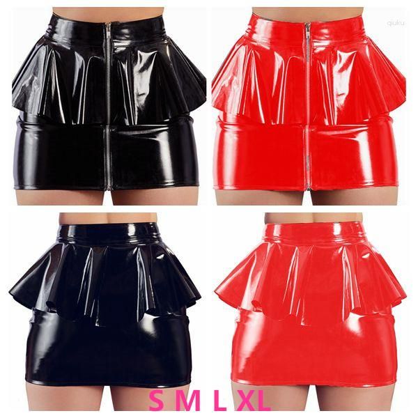 Jupes PVC Stage Performance Vêtements de moto Sexy Skinny Hip