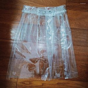 Jupes PVC Transparent Demi-Longueur A- Ligne Jupe Modèle Défilé Faldas Mujer Moda Taille Haute Harajuku Femmes