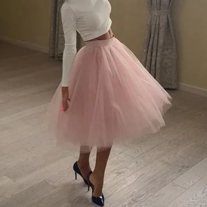 Rokken kwaliteit 5 lagen mode tule rok geplooide tutu rokken dames lolita petticoat bruidsmeisjes midi rok jupe saias faldas 220924