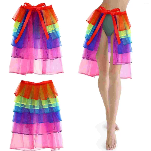 Faldas Falda de tutú de arco iris en capas de tul enagua multicolor para fiesta de noche de baile