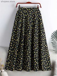 Jupes REALEFT Nouveau élégant en tulle imprimé floral mil-long jupes hautes taies lâches femelles jupes dames folie