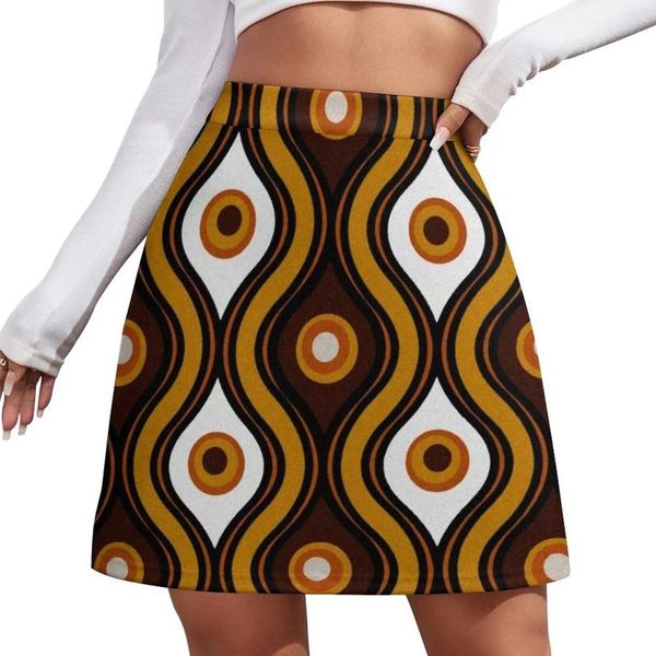 Skirts Retro 1970 Style de setenta vintage Patrón vintage mini falda club nocturno club chicas elegantes para mujeres