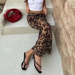 Jupes Retro Fashion Summer Classic Leopard Pattern Mid Taist and Floor Jirt 2024 European American Slim Fit Fishtail
