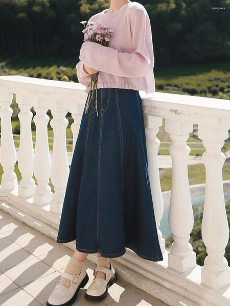 Faldas de estilo retro falda larga otoño 2023 corta en forma de hem big hemd slim harajuku vintage