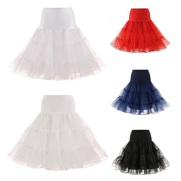 Jupes rétro femmes couleur unie mariage mariée sous-jupe Crinoline Tu-tu Tulle jupon taille haute balançoire robe de bal