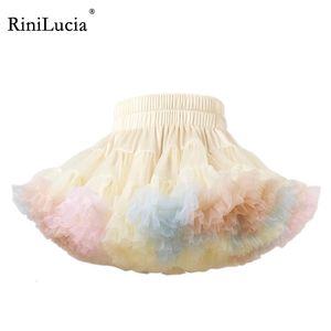 Jupes RiniLucia Bébé Filles Tutu Jupe Pour Enfants Enfants Puffy Tulle Coloré Jupes En Maille Pour Fille née Fête Princesse Fille Vêtements 230417