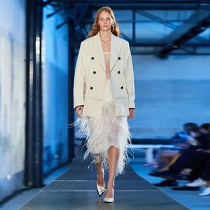 Saias Mujer Faldas Aankomst Saias Mujer Faldas Fashion Women Feather Rok lange midi lengte op maat gemaakt prachtig gemaakt