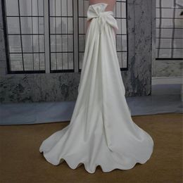 Robe de mariée en Satin blanc, jupes séparées, nœuds de tempérament, robes de mariée amovibles, longue queue à volants, 2024