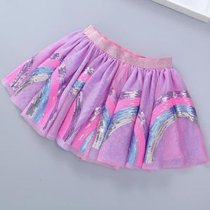 Rokken Pailletten Meisje Skiën Babykleding Rainbow Fold Skiën Kinderen Prinses Skiën Meisje Ballet Tutu Raster Skiën Feest Kinderen Skiën 230720