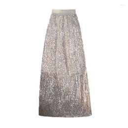 Jupes Sequin Femmes Crayon Empire Harajuku Noir Vêtements 2023 Lâche Mode Coréenne Midiskirt Mujer