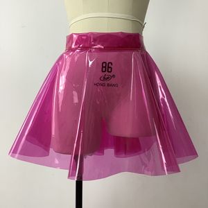 Jupes Sexy Clear PVC Femmes Jupe Super Mini Plissé Fétiche En Plastique Érotique Pole Dance Clubwear Sissy 7XL 230428