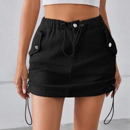 Jupes sexy denim mini y2k vêtements coréen solide pour femmes cordon de crampon haute taille hip jupe courte faldas mujer