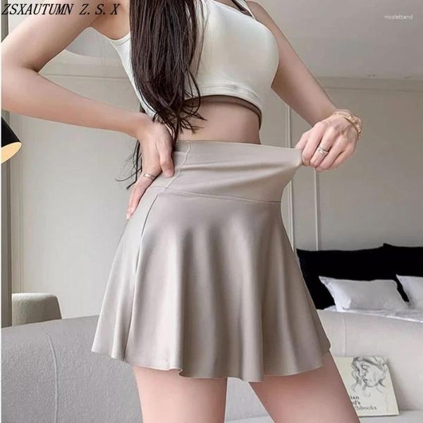 Faldas Sexy Girl Half Hip Wrap Falda Alta Cintura A-Line Mujer Verano Moda Coreana Mini Tight Vintage Travieso Deporte