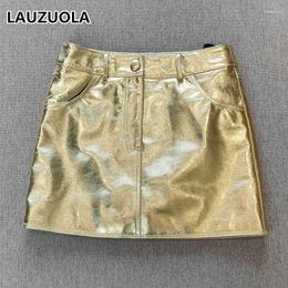 Jupes sexy or argent pu cuir en cuir haut taille crayon short vintage bodycon clubwear bureau lady jupe courte pantalon