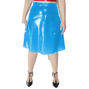 Rokken sexy hoge taille korte rok perspectief plastic pvc geplooide mini jurk transparantie losse dame feest clubkleding s-7xl