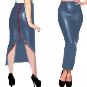 Faldas Sexy Ladex Women Split Slim Long Skirt Lady Party Slit Maxi Pencil de cintura alta elegante ropa gótica 7xl