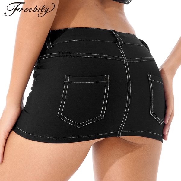 Faldas Sexy Night Club Denim Mujer Cintura baja Cremallera Mini Short con bolsillos Mujer Moda Streetwear Verano 230508