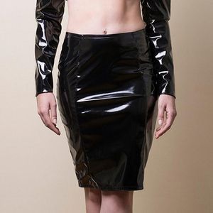 Rokken sexy octrooi lederen latex kokkoord vrouwen glanzende bodycon zip plus size high taille pvc korte clubkleding customskirts