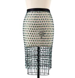 Rokken Sexy Rijnstenen Midi Rok Glanzende Nep Diamant Kristal Uitgehold Groene Kralen Bandage3926778