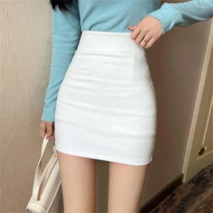Faldas Sexy Slim Mini Skirt Women Spring Summer 2024 Dama de oficina coreana blanca de cadera alta con cremallera con cremallera de espalda corta