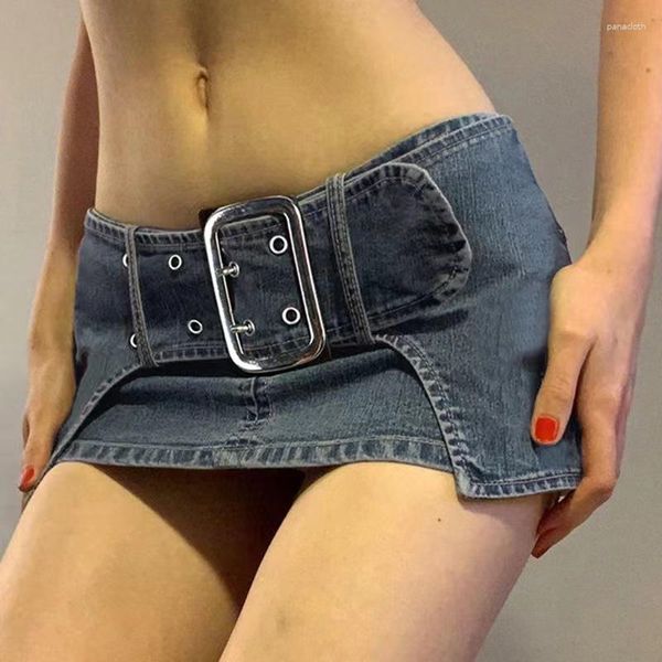 Faldas Ropa de calle sexy Y2K Denim de mujer Mini Moda Spicy Girl Nightclub Club Jeans Minifalda Hacer viejo Falda Penceil de cintura baja
