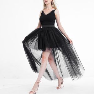 Faldas Sexy Mujeres Adulto 3 Capas Tul Negro Frente Corto Largo Atrás Alto Bajo Tutu Ballet Princesa Para Fiesta Boda